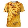 Camiseta masculina com estampa 3D, camiseta engraçada de verão com abelha, manga curta, camiseta masculina casual unissex, camiseta grande, harajuku, gola redonda