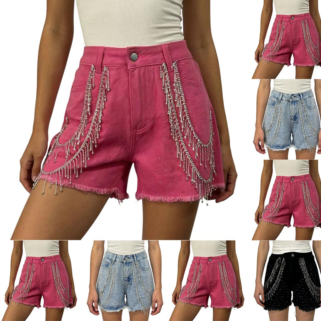 Women's Color Jeans Stretch Slim Fit Distressed Denim Shorts