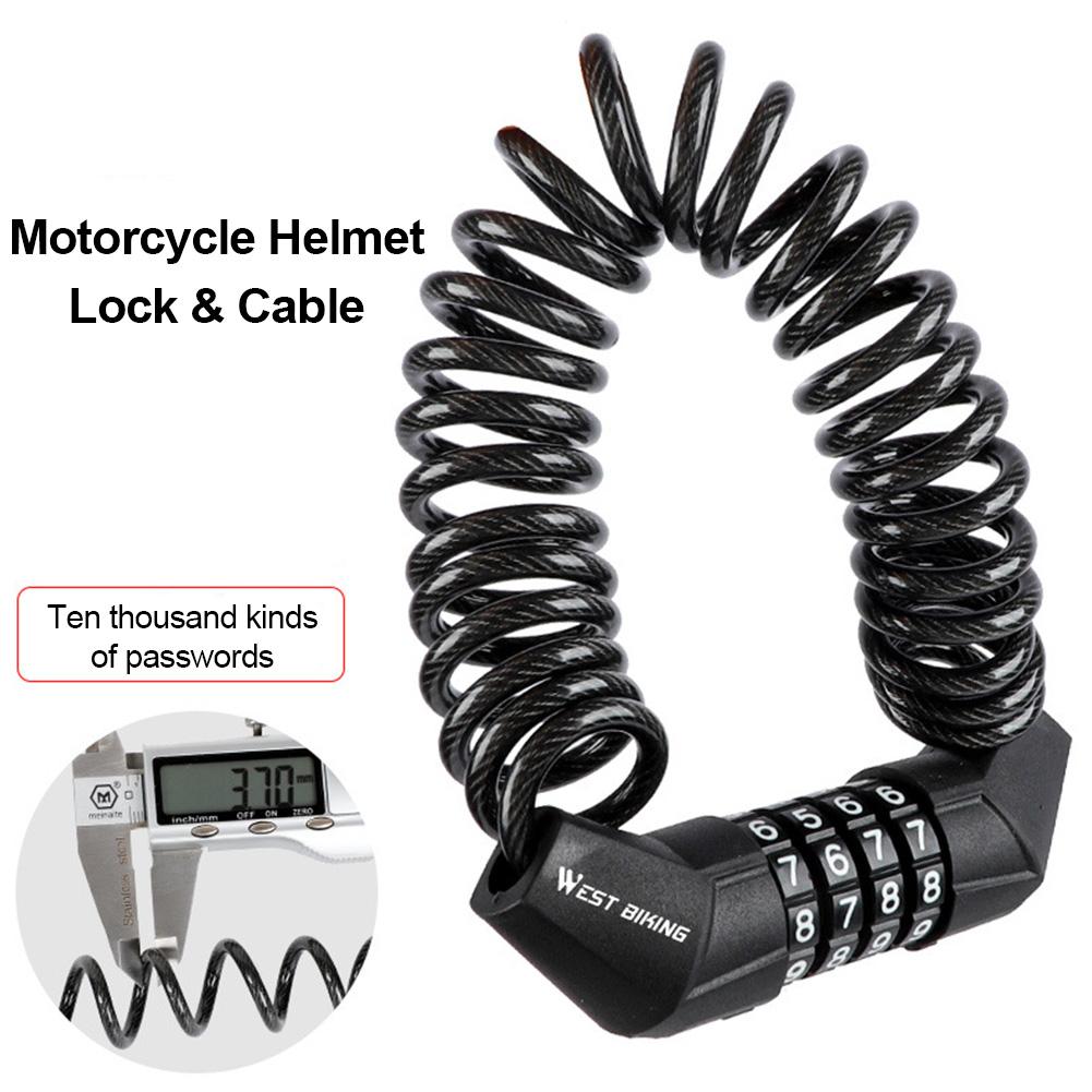 Helmet Password Lock Mini Portable Bike Lock Cable Combination 3-Digit Password Coiling Helmet Locks for Bike//Scooter//Motorcycle Anti-Theft U-Lock Luggage Safety Lock Security Cycling Equipment