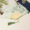 Ancient Style Folding Fan, Chinese Style Black Bamboo Fan, Golden Bamboo Women's Fan, Classical Qipao Accessory, Portable Folding Fan