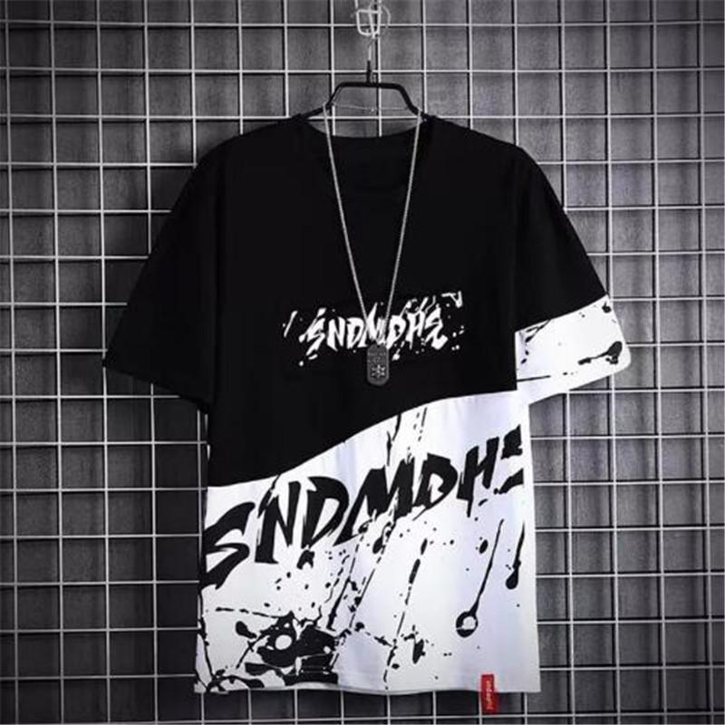 Men's Trendy Ink-Splashed Korean Style Loose Short-Sleeved T-Shirt