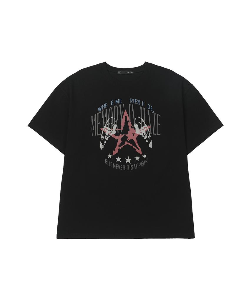 Ledeoli Emblem Star Oversized Short Sleeve T-Shirt [Black]