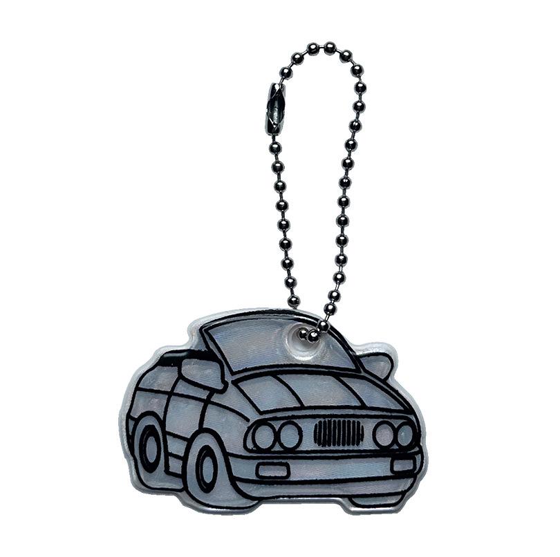 Kreskówkowy Samochód Odblaskowy Wisiorek Brelok do Plecaków Szkolnych dla Uczniów