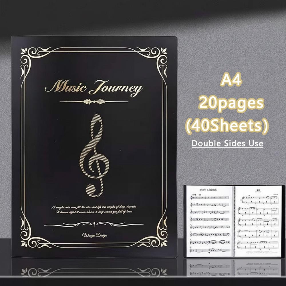 1pc Treble Clef Design Music Score Storage Book A4 Piano Guitar Music Organizer Students 20pages чёрный