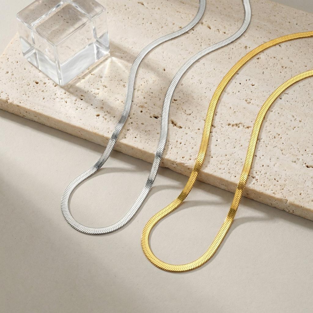 3MM Edelstahl Klinge Kette Halskette Hip Hop Damen Halsketten Feine Hochzeitsfeier Choker Schlüsselbein Schmuck Geschenk