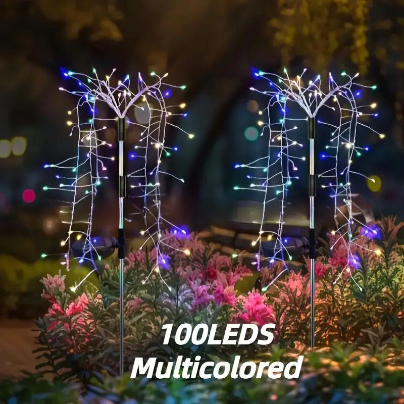 

1 шт. Уличный солнечный фейерверк, 100 светодиодов, газонный светильник, солнечная гирлянда с 8 режимами для украшения вечеринки в саду и дворе