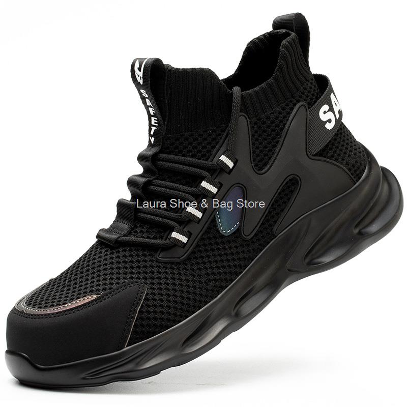 Fashion Fashion Work Safety Boots Men's Working Shoes Steel Toe Kevlar Puncture Proof Work Sneakers Men Safety Shoes High Top Work Boots