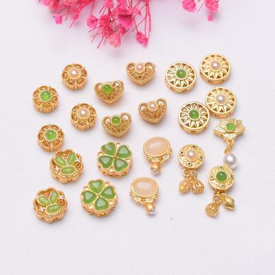 Color Retention Ancient Gold Beads Loose Beads Sand Gold Four-Leaf Clover Diy Bracelet Accessories Bracelet With Bead Accessories Bead Spacer