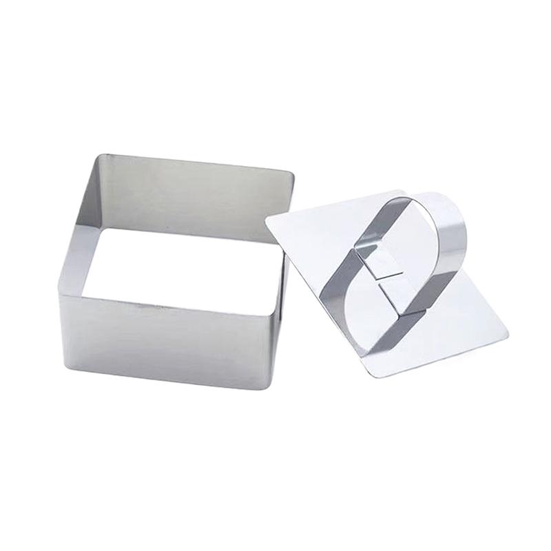 Forma do ciasta DIY ze stali nierdzewnej, narzędzia dekoracyjne, okrągły srebrny pierścień, krajalnica, ręczny pchacz, akcesoria do pieczenia ciasta