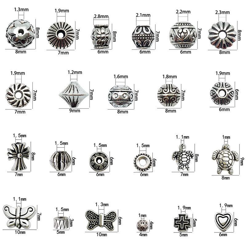 Retro Antique Tibetan Silver Spacer Beads for DIY Jewelry - Large Hole Alloy Beads for Bracelets & Necklaces