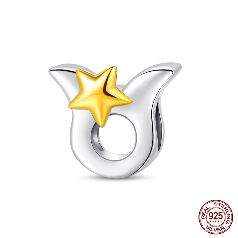 Kupfer 12 Sternbilder Anhänger Goldener Stern Tierkreis Perlen Passend für Qikaola Original Armbänder DIY Geburtstags Schmuck Geschenke
