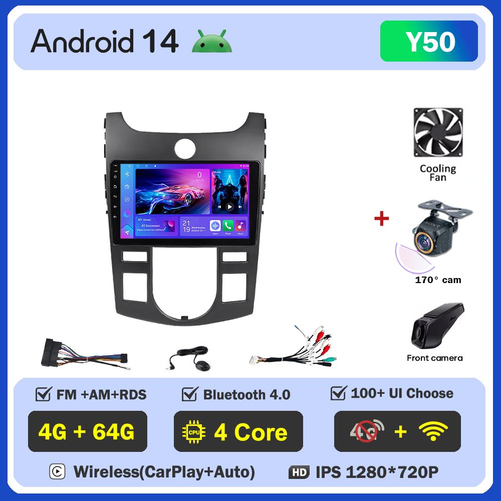 For KIA Forte Cerato 2 Porte Koup 2008-2014  Carplay Auto Screen Wireless Android Auto Car Intelligent Systems AutoMotive 8 Core