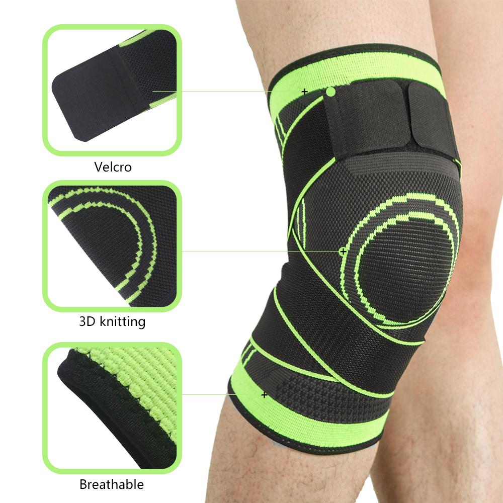 1 Piece Sports Kneepad Men Pressurized Elastic Knee Pads Support Fitness Gear Basketball Volleyball Knee Brace Protector Bandage