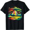 UFO Alien Retro Bright Mountain Lake Camping Visitor T-Shirt Women Men Clothing Tee Ropa Mujer Vintage Clothes Men T Shirt