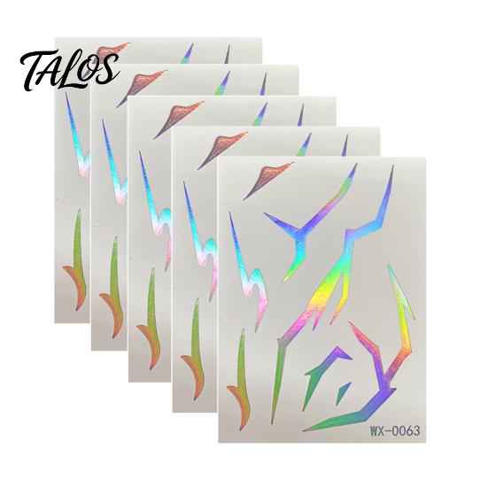 Talos 5 Sheets Holographic Lightning Tattoos, Waterproof Flash Temporary Stickers, Full Color Body Art for Festival Party