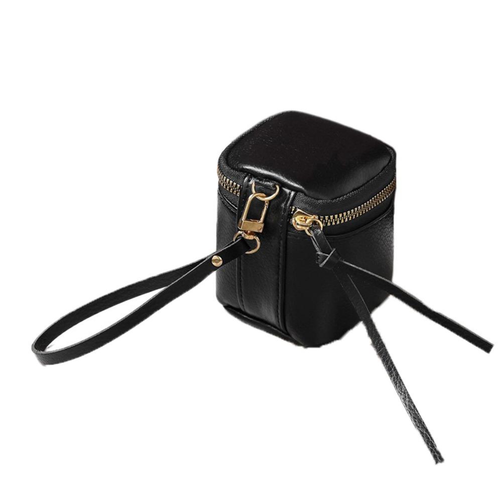 

Leather Lipstick Storage Bag Mini Cosmetic Bag Personalized Zipper Wallet Women чёрный