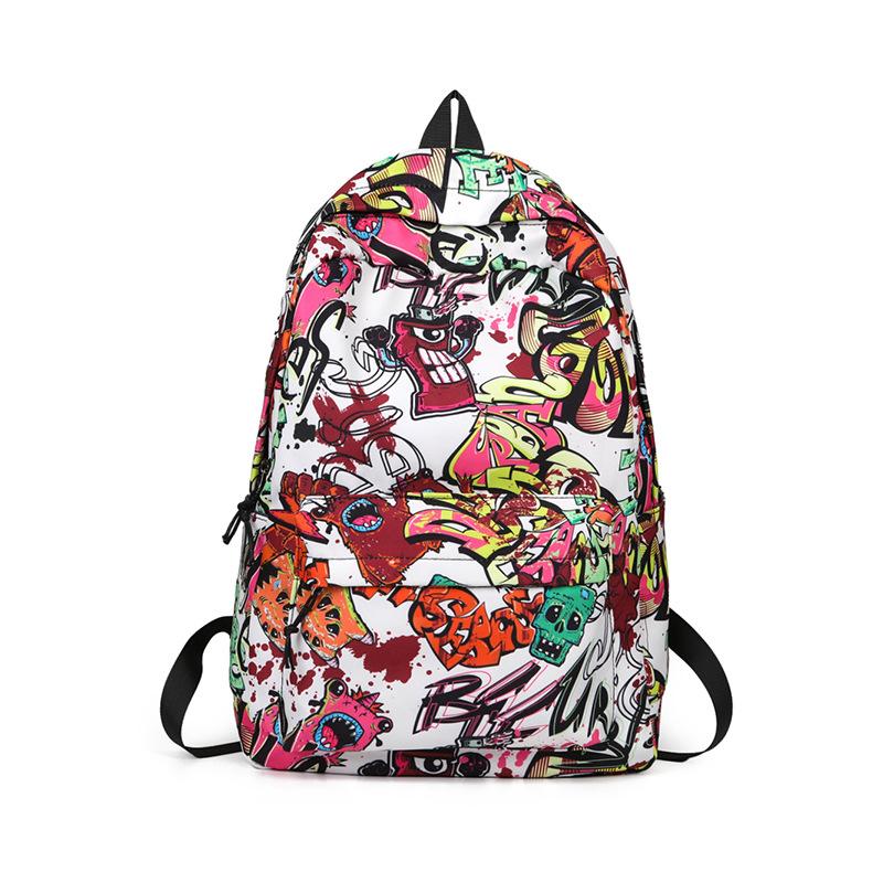 Fashionable Graffiti Casual Backpack, Lightweight Student Schoolbag, Large Capacity Double-shoulder Bag