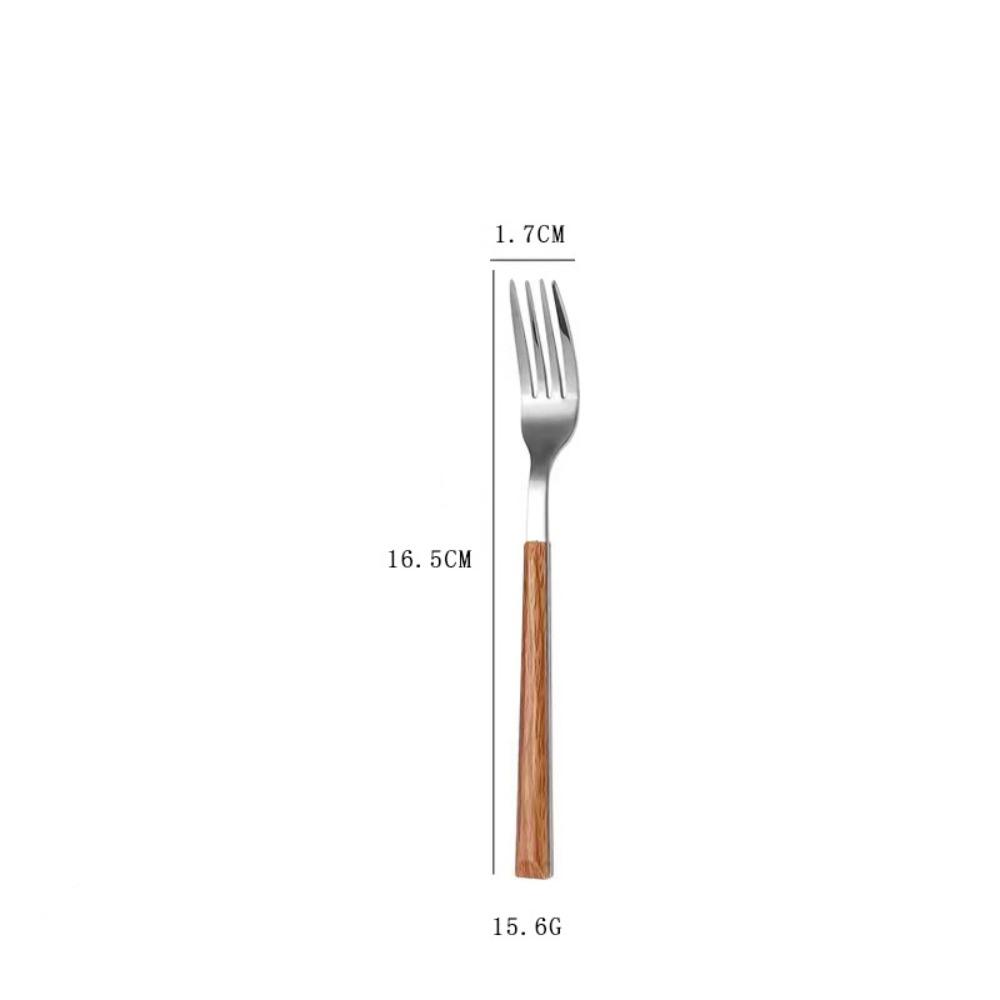 Simplicity Stainless Steel Spoon Fork Knife Wood Grain Portable Steak Knife Western Tableware Thickened Dessert Spoon