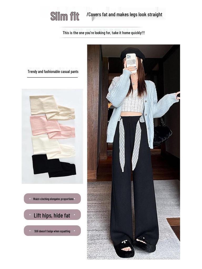 Damen Strickhose mit weitem Bein und Spitzenbund - Hochtailliert, schlankmachend und lässig für Herbst/Winter 2025.