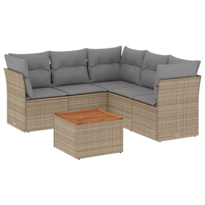 VidaXL Salon de Jardin avec Coussins 6 pcs, Canapés de Terrasse, Ensemble de Meubles de Patio, Mobilier d'Extérieur, Mélange 3255968