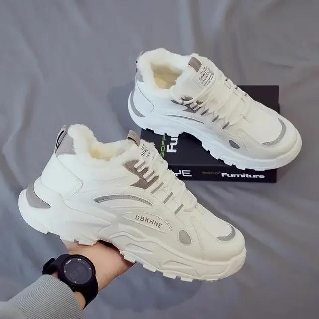 Fashion Men's Sports Shoes for Autumn and Winter, Fashionable and Warm High Top Sports Shoes with Thick Velvet and Casual Shoes