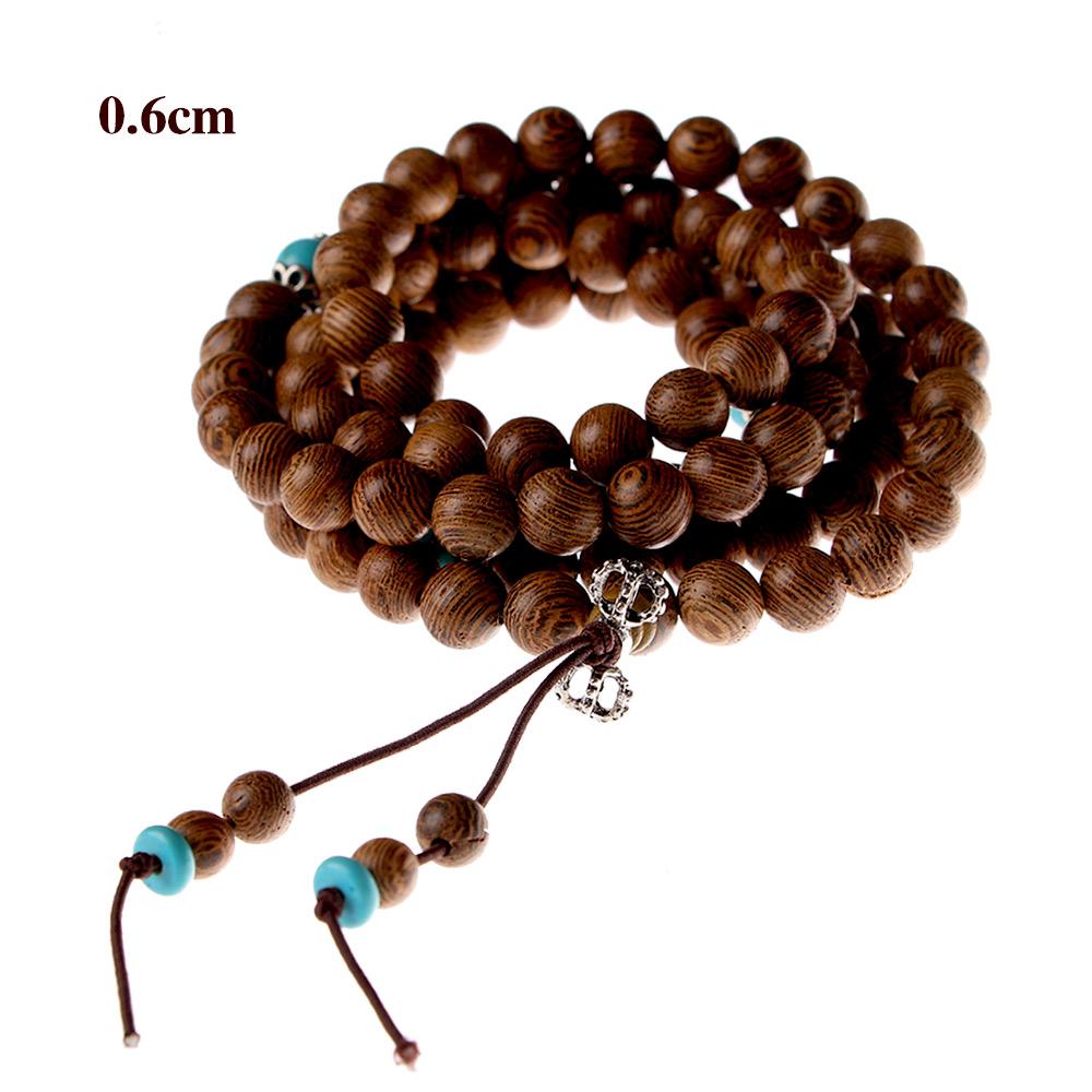 Wood Bangle Tibetan 108 Rosary Beads Wenge Bracelet Turquoise Buddhist