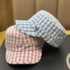 New Thin Plaid Flat Top Beret Hat Women Vintage Newsboy Cap Luxury Casual All-match Painter Hat