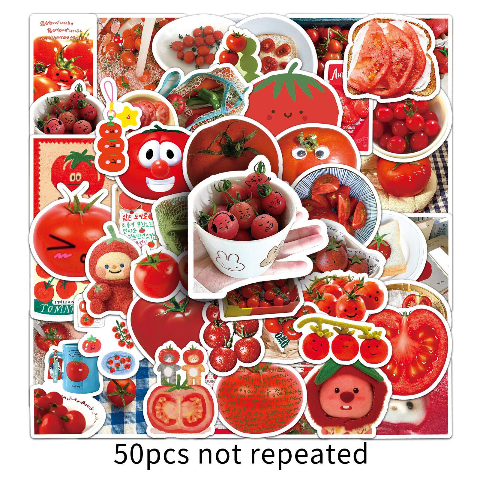 

50pcs Creative Tomato Stickers: Cartoon Fruit for DIY Phone Cases & Computer Decoration