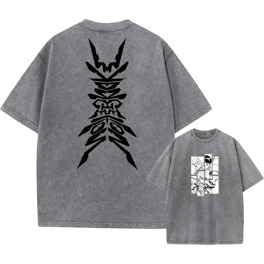 Graphic Vintage Acid Wash Cotton Tee for Men Women Summer Oversized TShirt Short Sleeve Crewneck Tops Cosplay Outfits