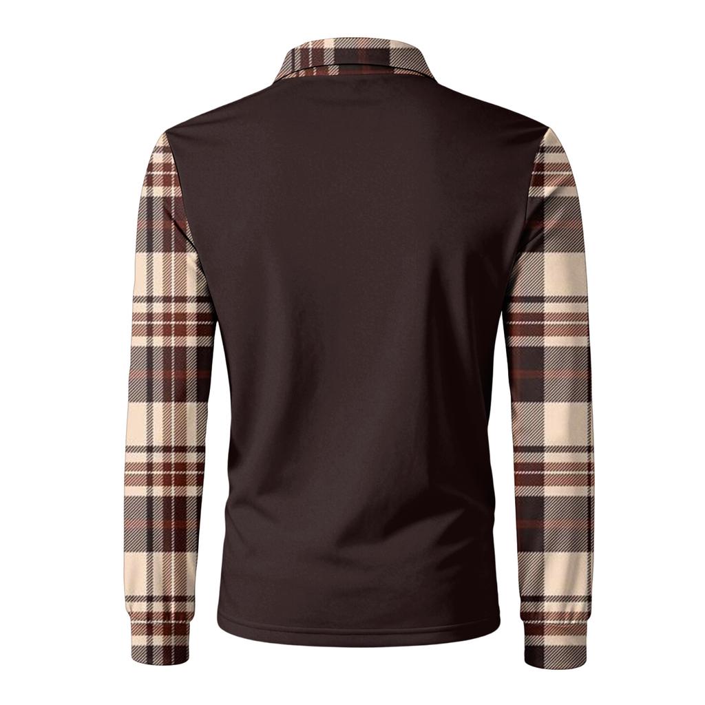 Męska długa, z długim rękawem, kołnierzykiem, zapinana na guziki, z kieszenią, codzienna bluzka