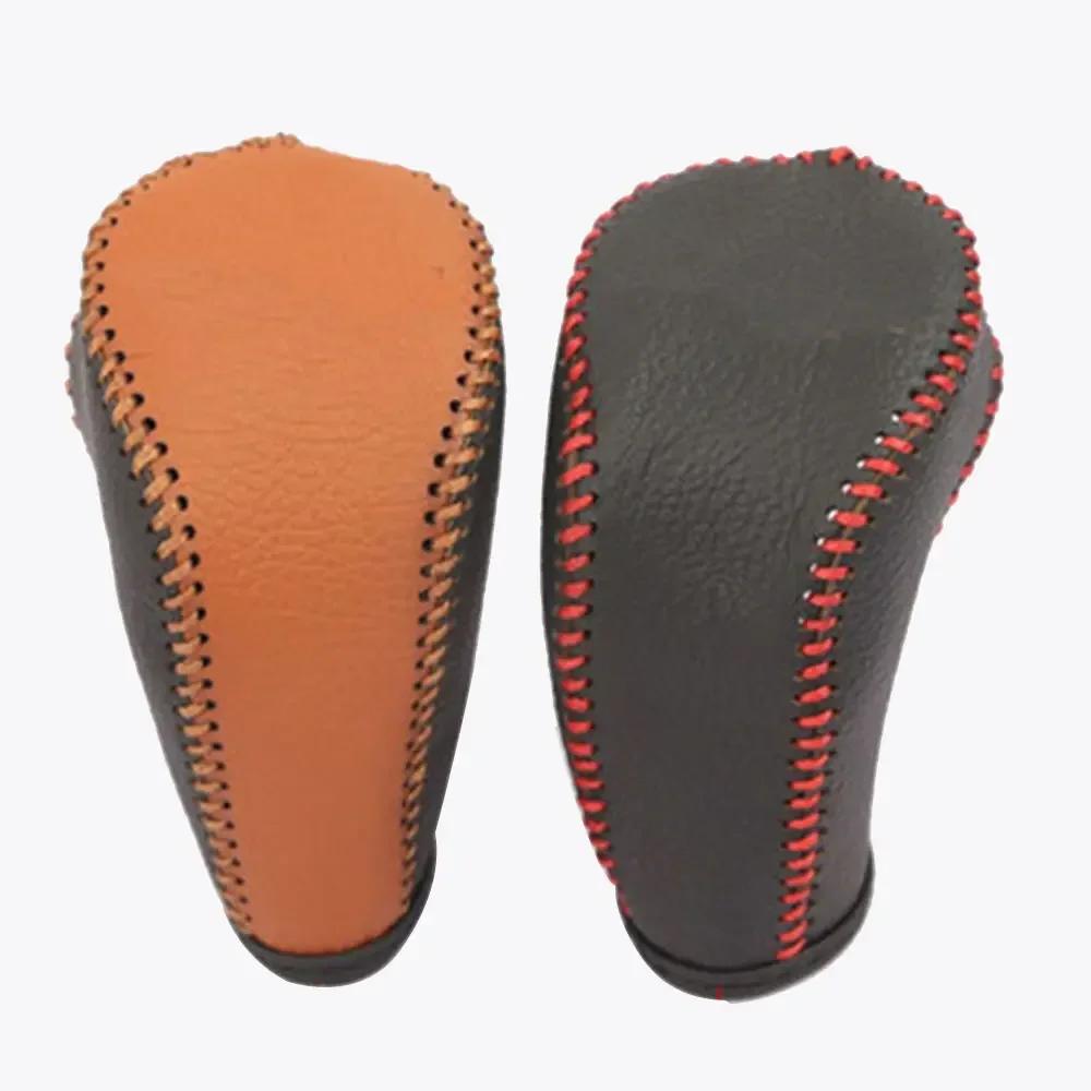 AT Car Gear Shift Collars For Hyundai Tucson 2015 2016 2017 2018 Handball Protection Leather Gear Head Shift Knob Cover Acc.