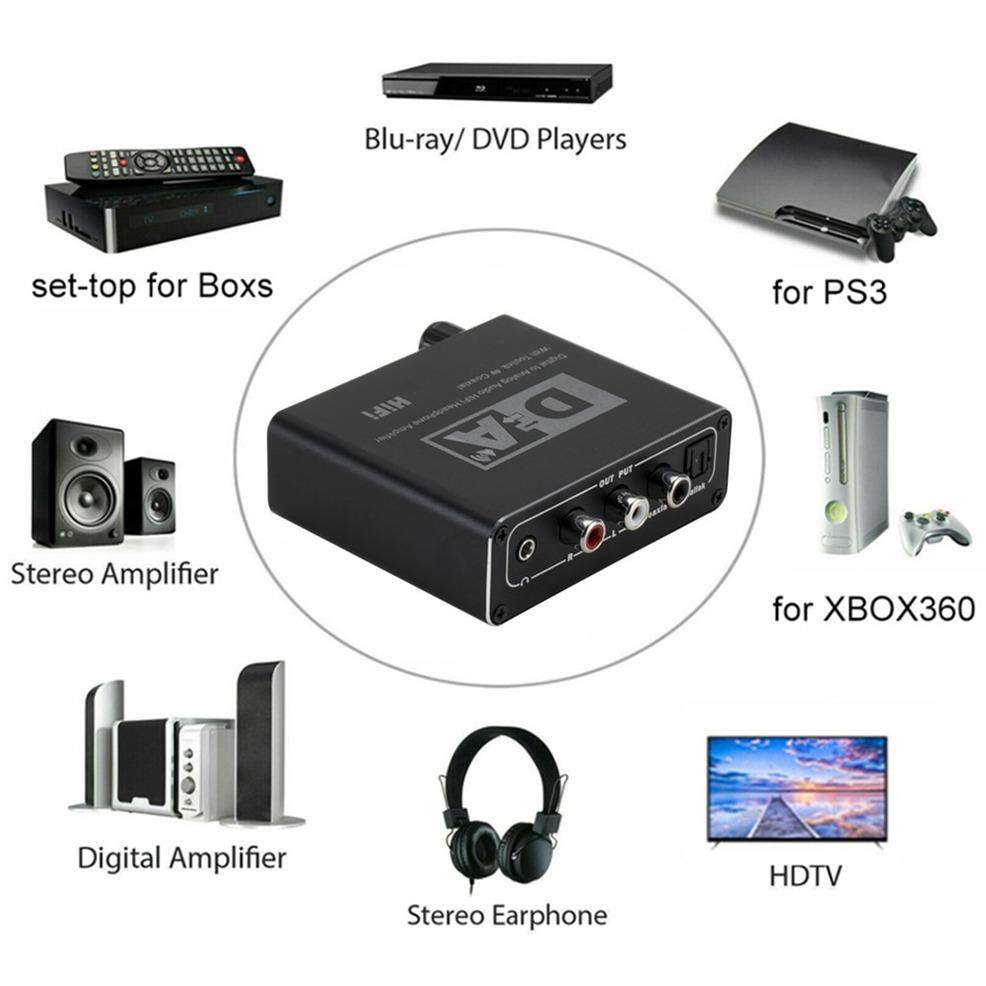 Dijitalden Analoğa Ses Dönüştürücü DAC Kod Çözücü 32-192KHz Amplifikatör 3.5mm AUX 2RCA Amplifikatör Ses Toslink Optik Koaksiyel Çıkış