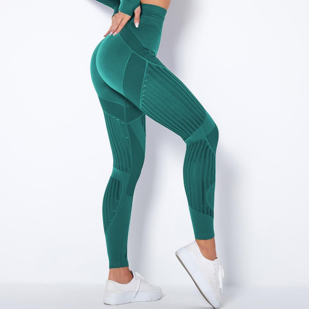 Seamless Yoga Pants with High Waist Mesh Holes To Lift The Buttocks and Elastic Tight Bodybuilding Bottoming and Shaping Exercise Pants