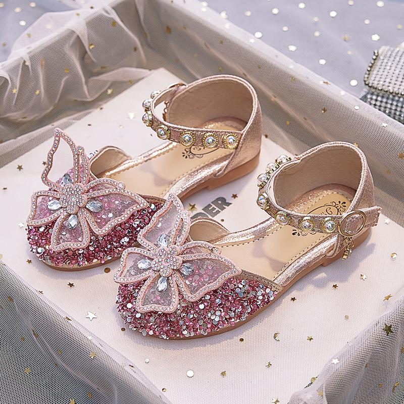 Butterfly Rhinestone Princess Shoes - 2025 Summer Soft-Sole Sandals for Girls