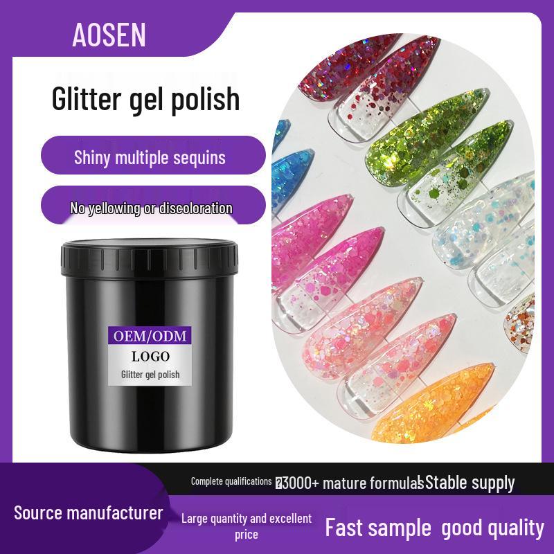 Custom Sparkly Glitter Gel Nail Polish - Wash-Free, Big Glitter, Nail Art Kilogram Pack