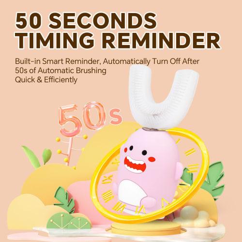 Kids' Sonic Electric Toothbrush, U-Shaped, Automatic Timer, IPX7 Waterproof, 5 Modes, 360-Degree Oral Cleaning, Teeth Whitening, Gum Massage, Replacea