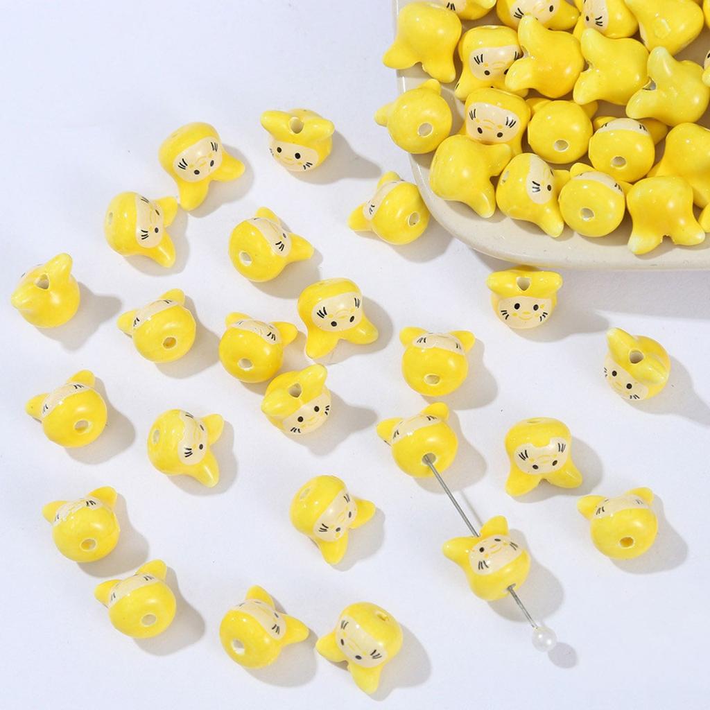 DW19 10PCS 12mm Cute Mini Cartoon Rabbit Beads Spacer Beads Charm Jewelry Making DIY Bracelet Necklace Material Accessories