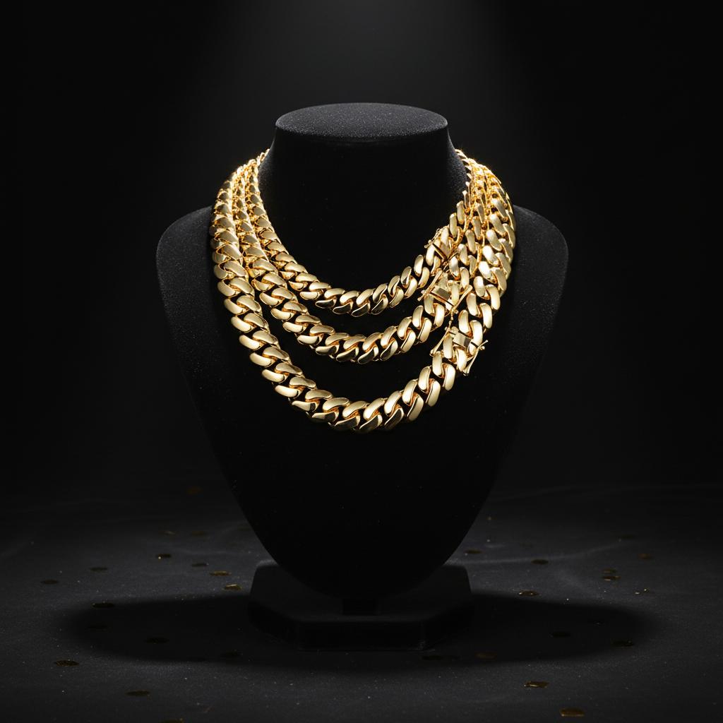 22mm Iced Out Cuban Link Chain Necklace 18K Gold Plated Solid Copper Miami Hip Hop Jewelry With Certificate