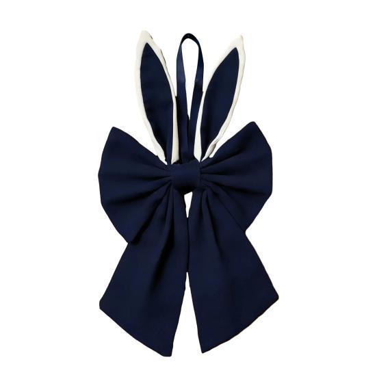 Easter Bow for Wreath Holiday Fabric Decorative Bow with Bunny Ear for Spring Summer Front Door Wall Window Indoor Outdoor Home Decor