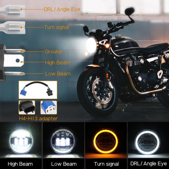 5,75 Zoll LED Motorradscheinwerfer Rund Sealed Beam IP67 Wasserdicht 6000K/3000K Ersatz