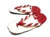 Cloth Zori Sandals with and Japanese Brick Pattern and and Japanese Brick Pattern Combination Straps Medium Size [Warajigumi] Elastic-lined Off-White