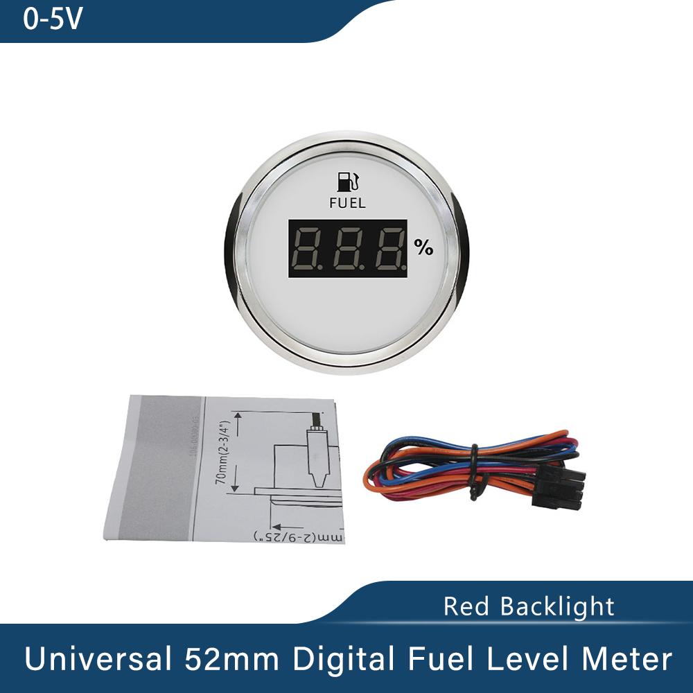Signal 0-5V Boat Fuel Level Gauge Waterproof Car Fuel Gauge with Red Backlight Working Volt 9~32V Fit Car Motorcycle Yacht