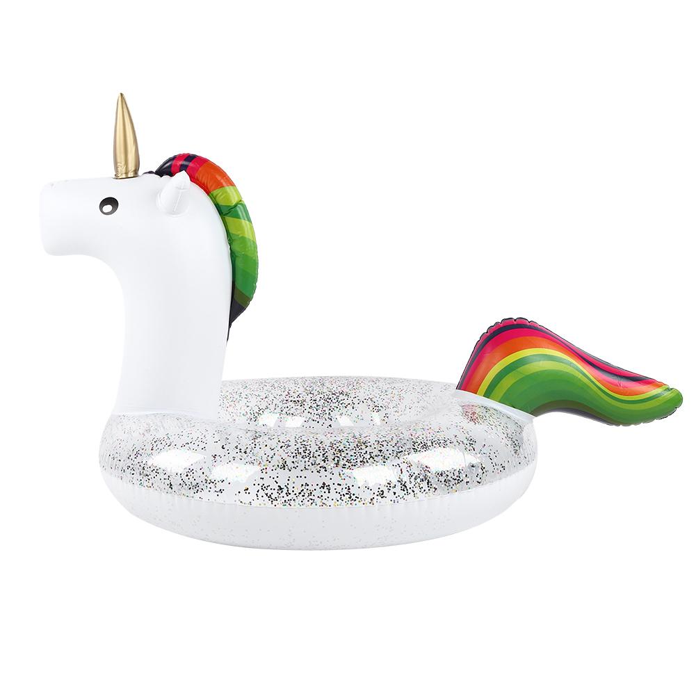 Adult Safety Swim Ring Large Life Rings Swimming Pool Water Toys with Transparent Sequins 90CM Licorne