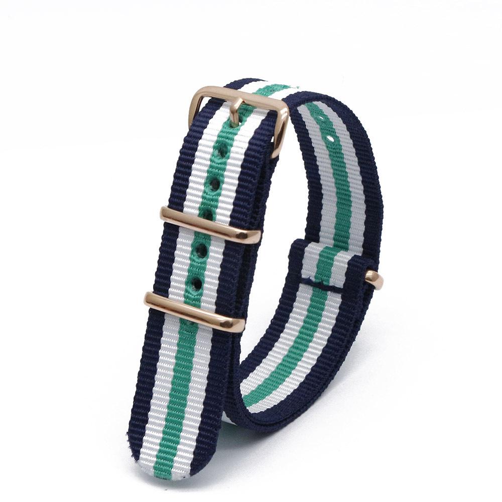 Rose Gold Buckle Nylon Watch Strap - Canvas Replacement for DW Watches