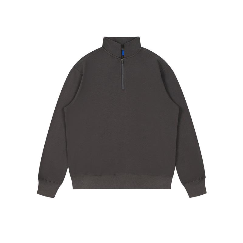 350g Heavyweight Stand Collar Half-Zip Hoodie for Outdoor Sports - Plain Color, High Quality, Spring & Autumn Wear