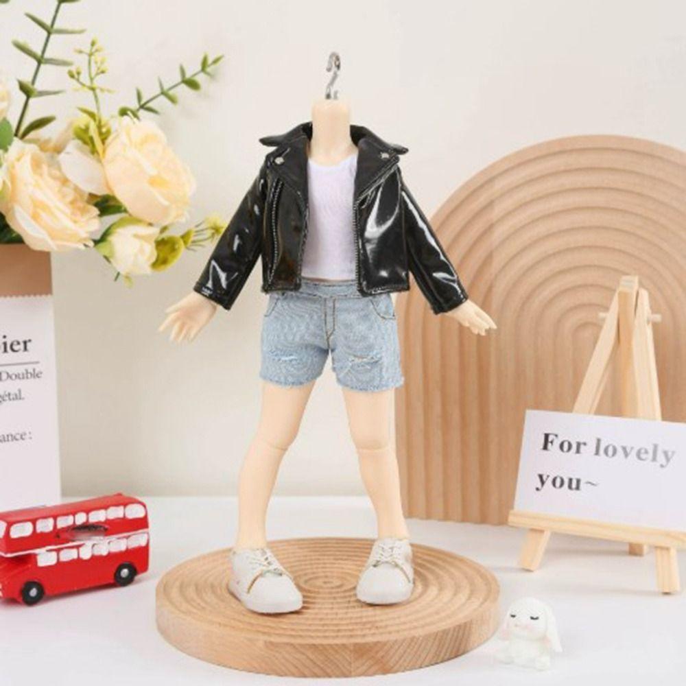 Mini Doll Trousers Clothes Princess PU Leather Jacket Coat for azone ob24 Dolls For blythe Dolls