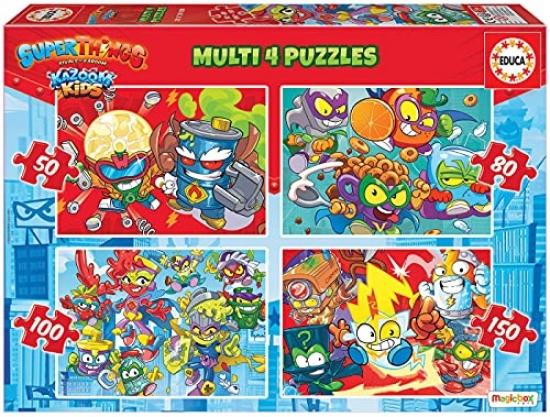 Educa superthings. set de 4 puzzles progressifs pour enfants de 50 à ...