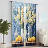 2 Pcs   Versatile Polyester Transparent Curtains for Home Decoration Lemon Still Life with Elegant Vases for Use In Bedrooms and