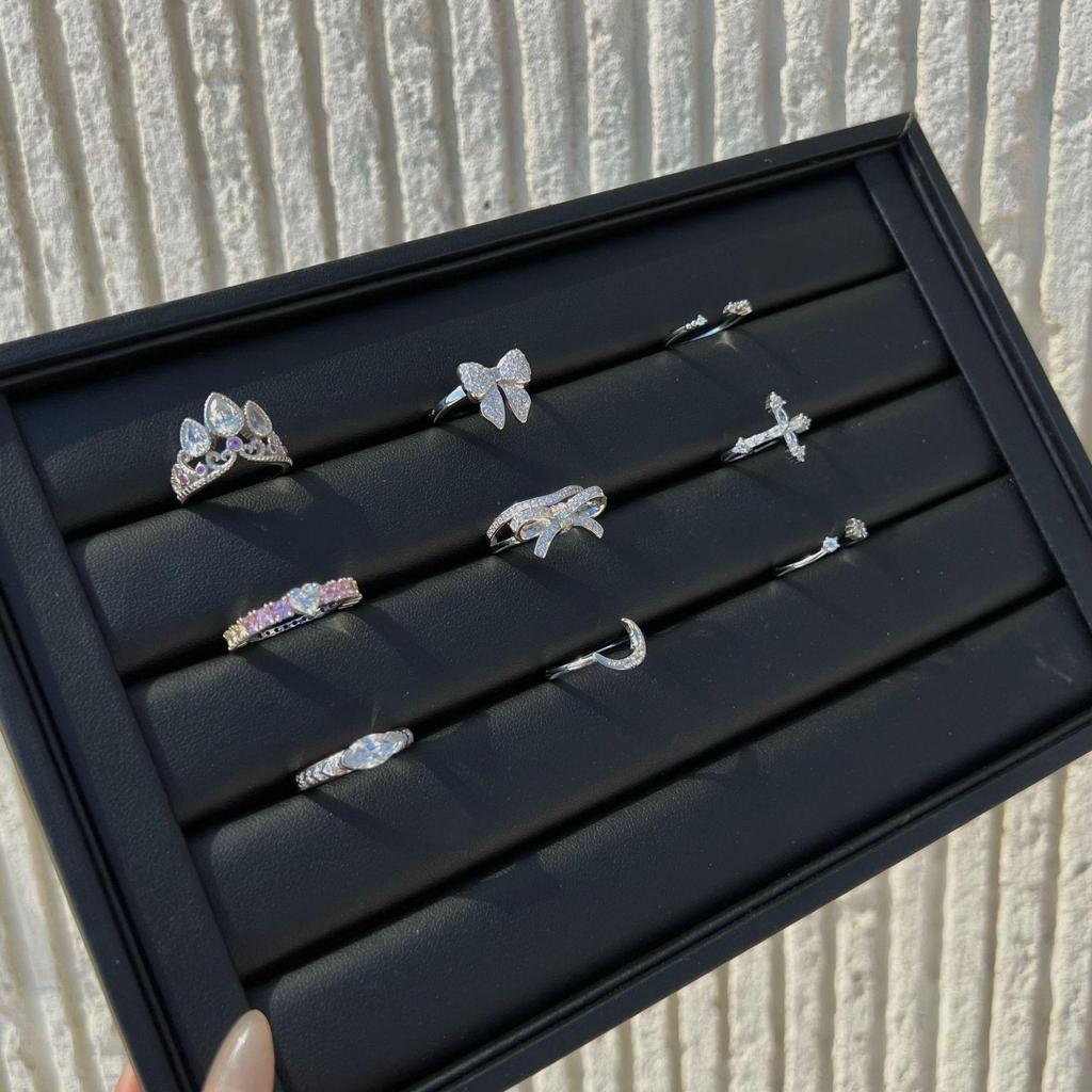 S925 Sterling Silver Bow Crown Zircon Ring - Women's Christmas Jewelry