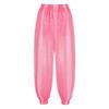 Womens Semi Sheer Chiffon Pants Sequined Dot Design Elastic Waist Belly Dance Performance Trousers